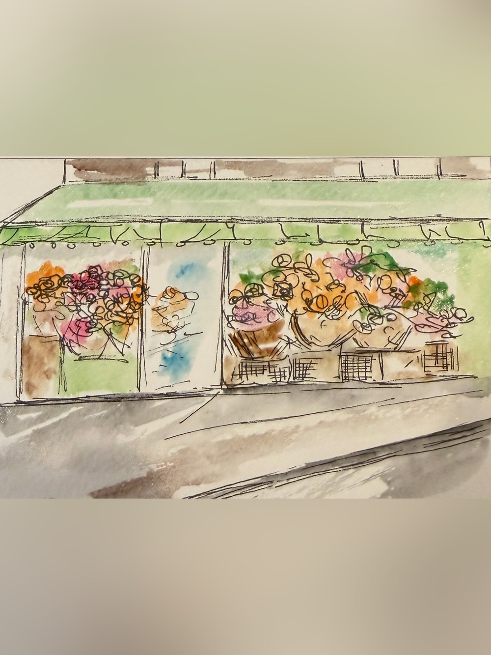 Hand-Painted Floral Market paris Watercolor illustration
Green and Multicolor